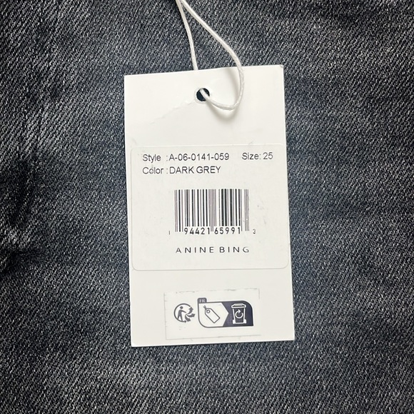 Anine Bing Beck High Rise Slim Jeans Iron Grey Gray Meghan Markle Size 25 - Picture 9 of 11